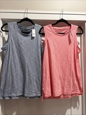 GAP Women’s Striped Sleeveless Tank Tops - Blue & Pink LOT medium NWT
